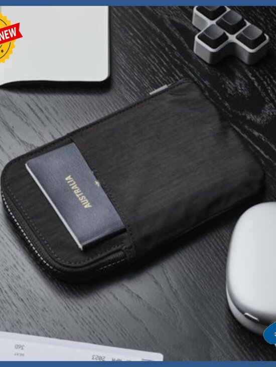 VPW112 - Travel Passport Wallet RFID Blocking with Wrist  RFID Blocking Travel Wallet with 3 Passport Pockets, 2 Card Slots